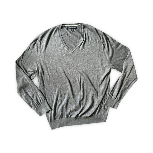 Banana Republic Sweater Men's Size XL Gray Luxury Blend Silk Cashmere V Neck - Picture 1 of 5